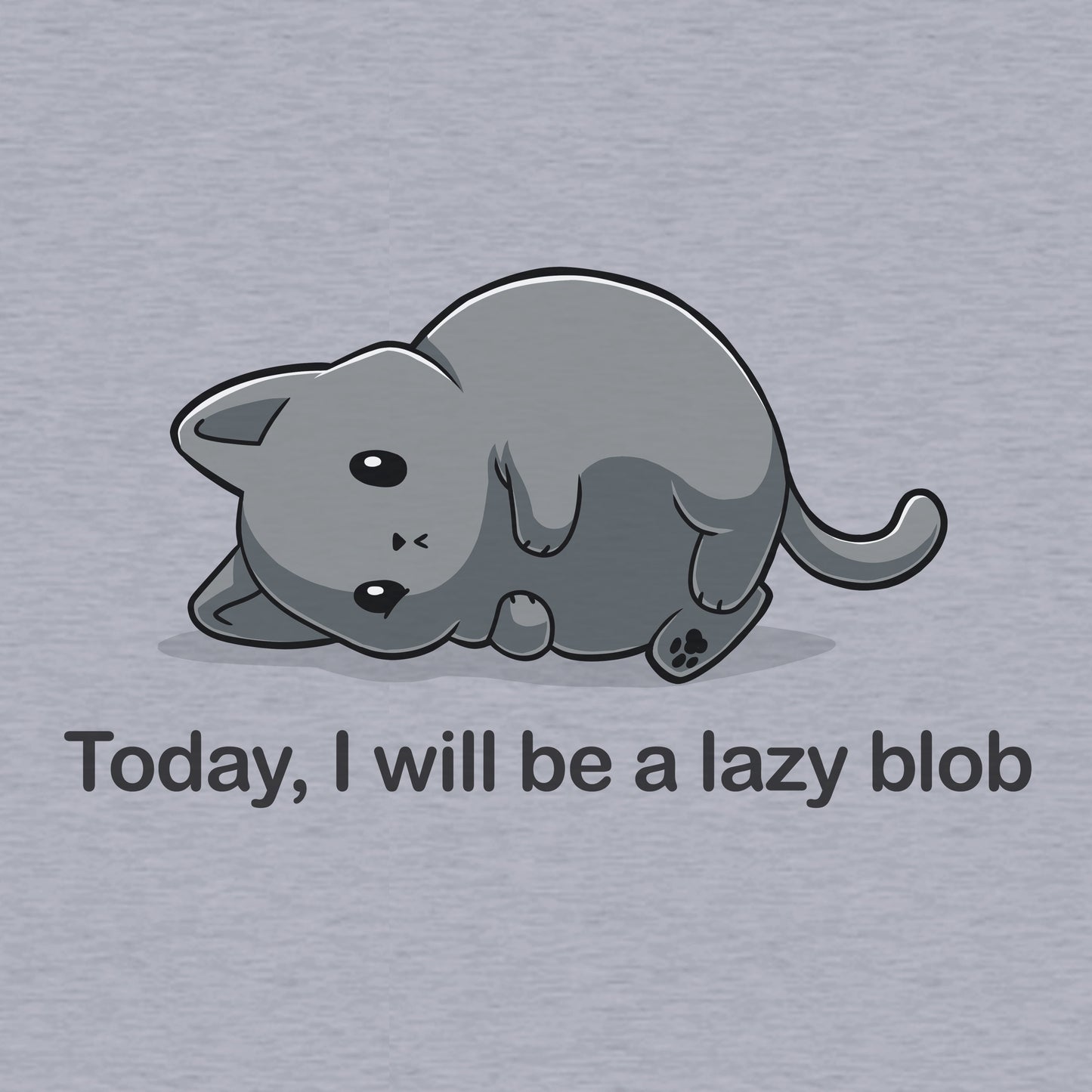 Classic Cotton T-shirt_TeeTurtle Today I Will Be A Lazy Blob heather gray t-shirt featuring a very round gray cat laying on its side.