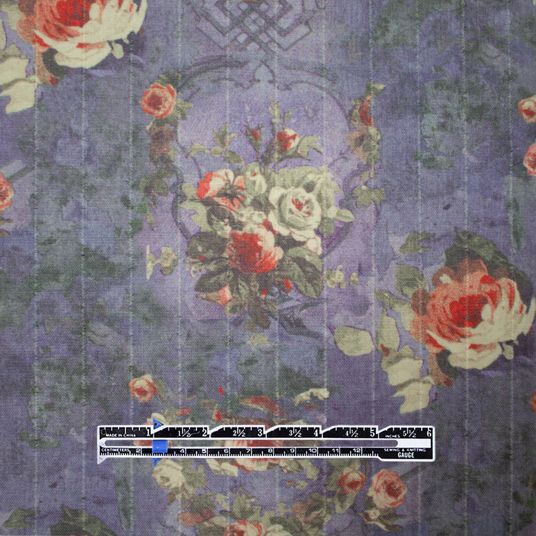 Italian 'denim bouquet' textured stripe wool woven  .625 yds