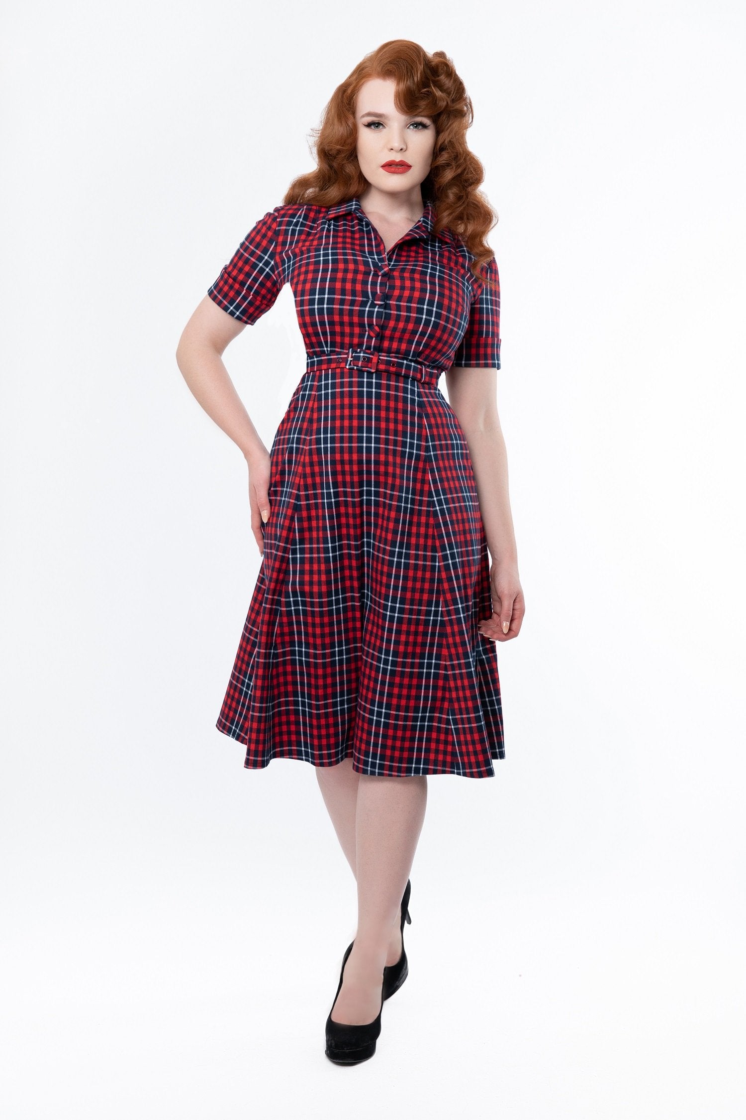 Winnie - Red/Navy Check - Zoe Vine
